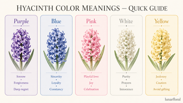 5 hyacinth colors and meanings infographic