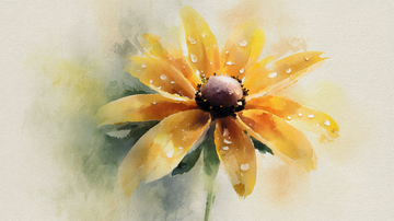 Close-up of black-eyed susan flower with golden petals and dark center representing resilience, justice, and encouragement symbolism
