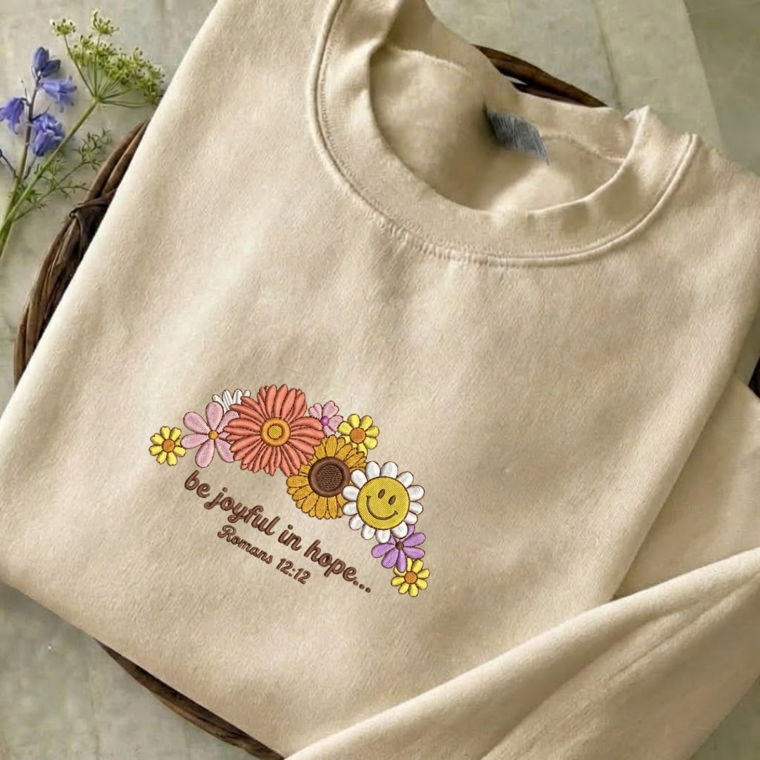 Be Joyful In Hope Embroidered Sweatshirt