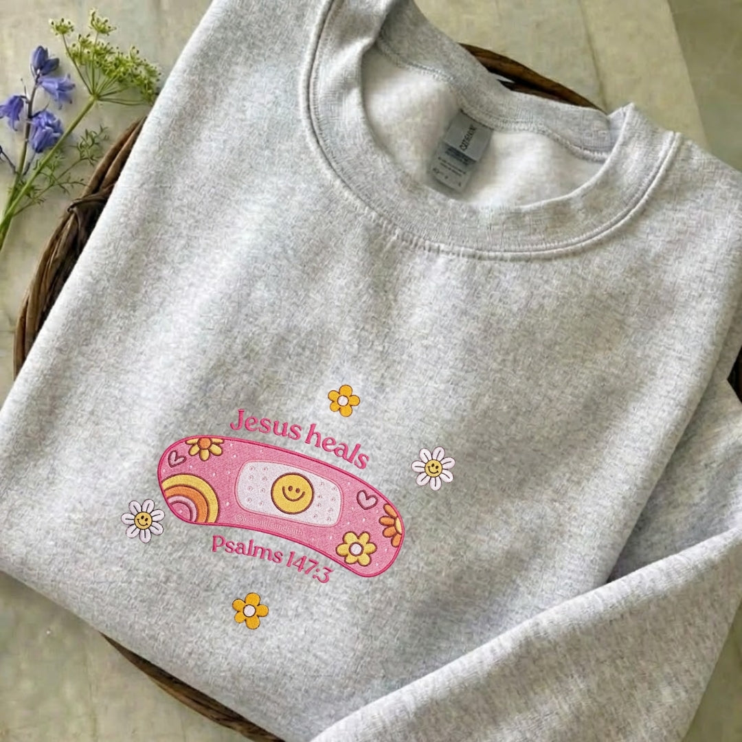 Jesus Heals Embroidered Sweatshirt