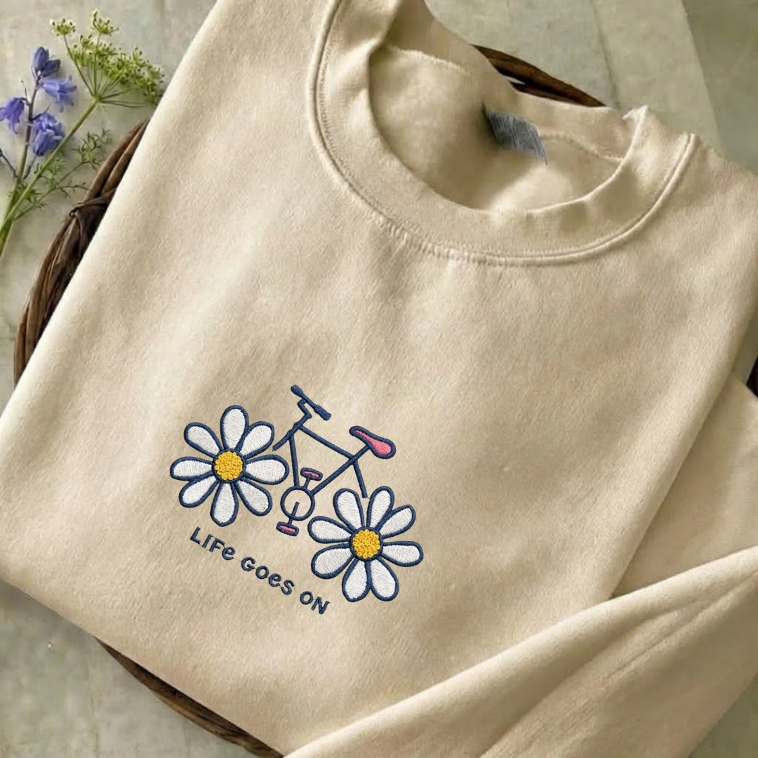 Life Goes On Embroidered Sweatshirt