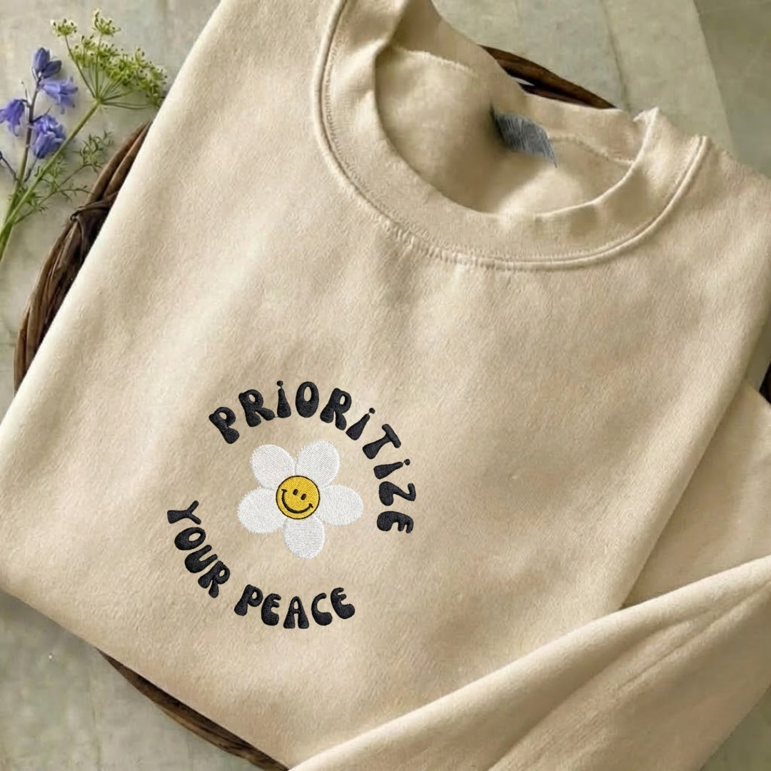 Prioritize Your Peace Embroidered Sweatshirt