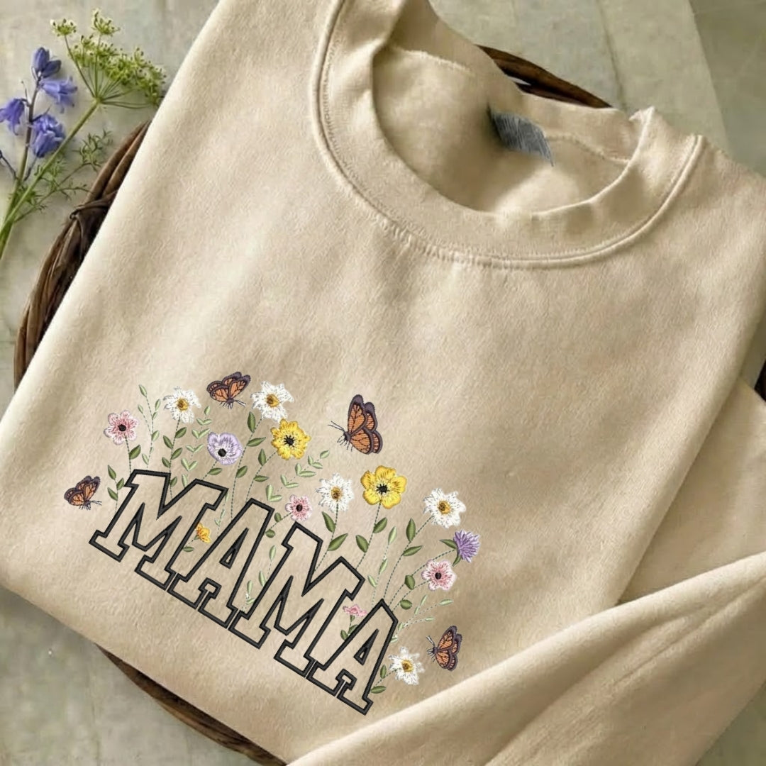 Mama Flowers Embroidered Sweatshirt
