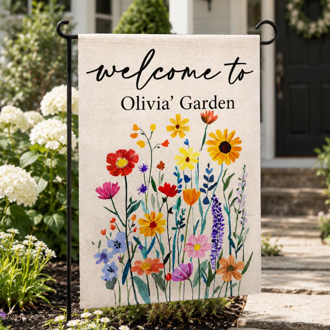Welcome To Floral Garden Flag, Flowers Summer Outdoor Decor