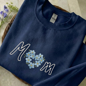Mom Flower Embroidered Sweatshirt