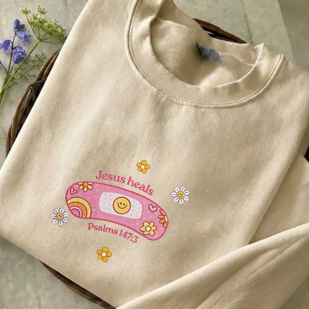 Jesus Heals Embroidered Sweatshirt