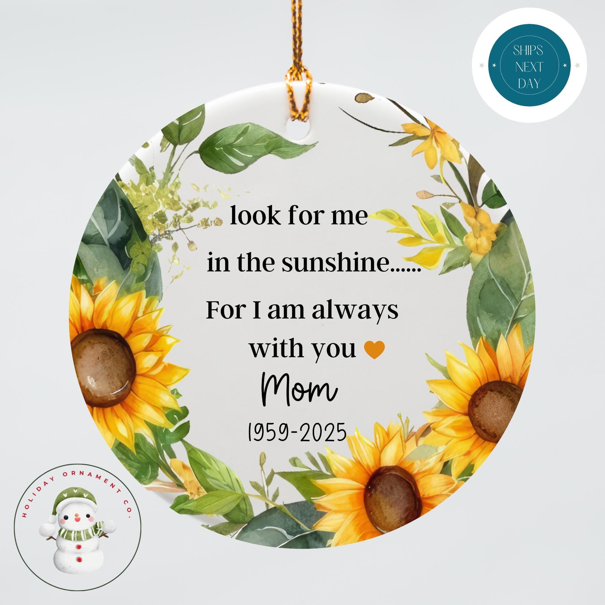 Memorial Sunflower Ornament
