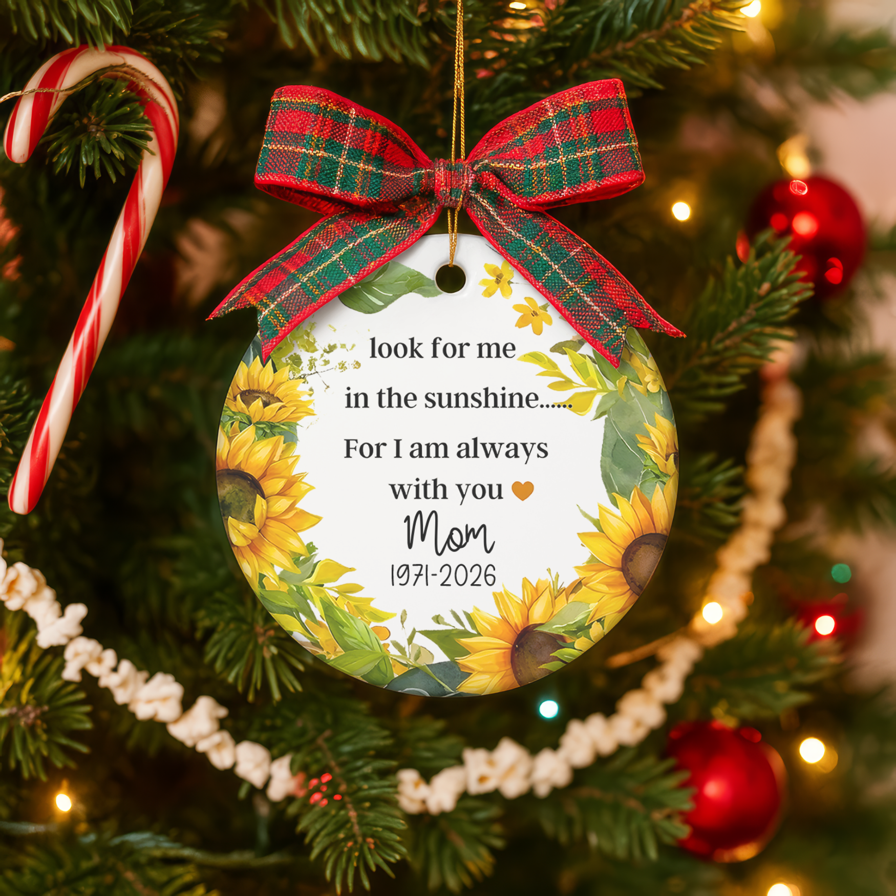 Memorial Ornament — Personalized Sunflower Remembrance Keepsake