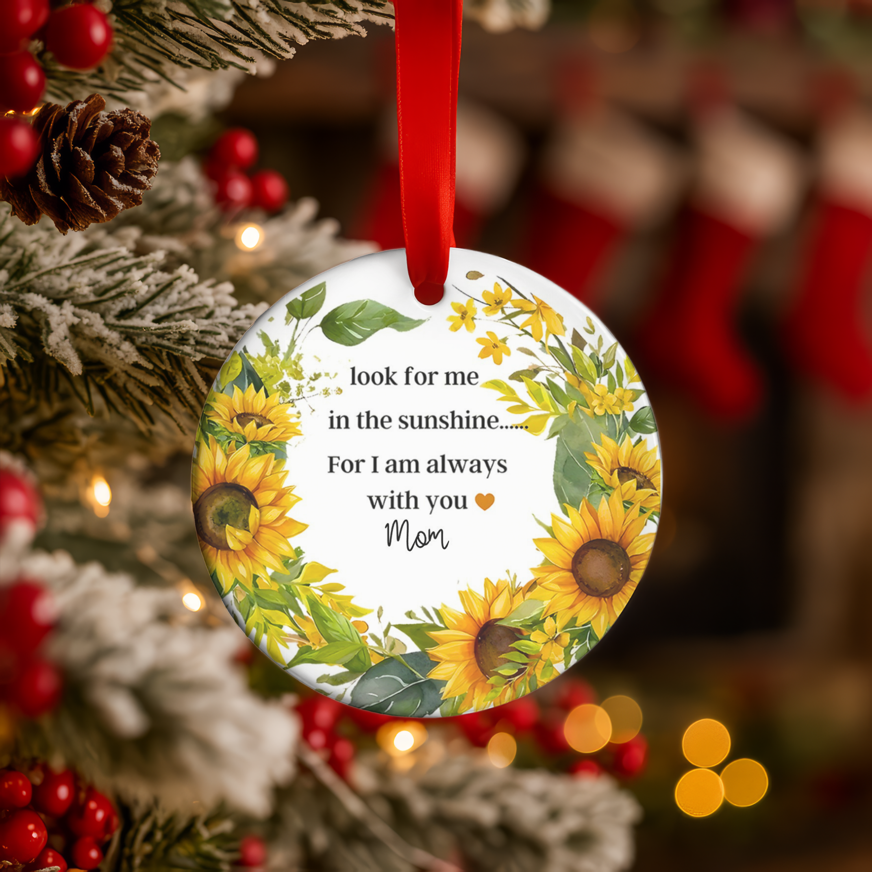 Memorial Ornament — Personalized Sunflower Remembrance Keepsake