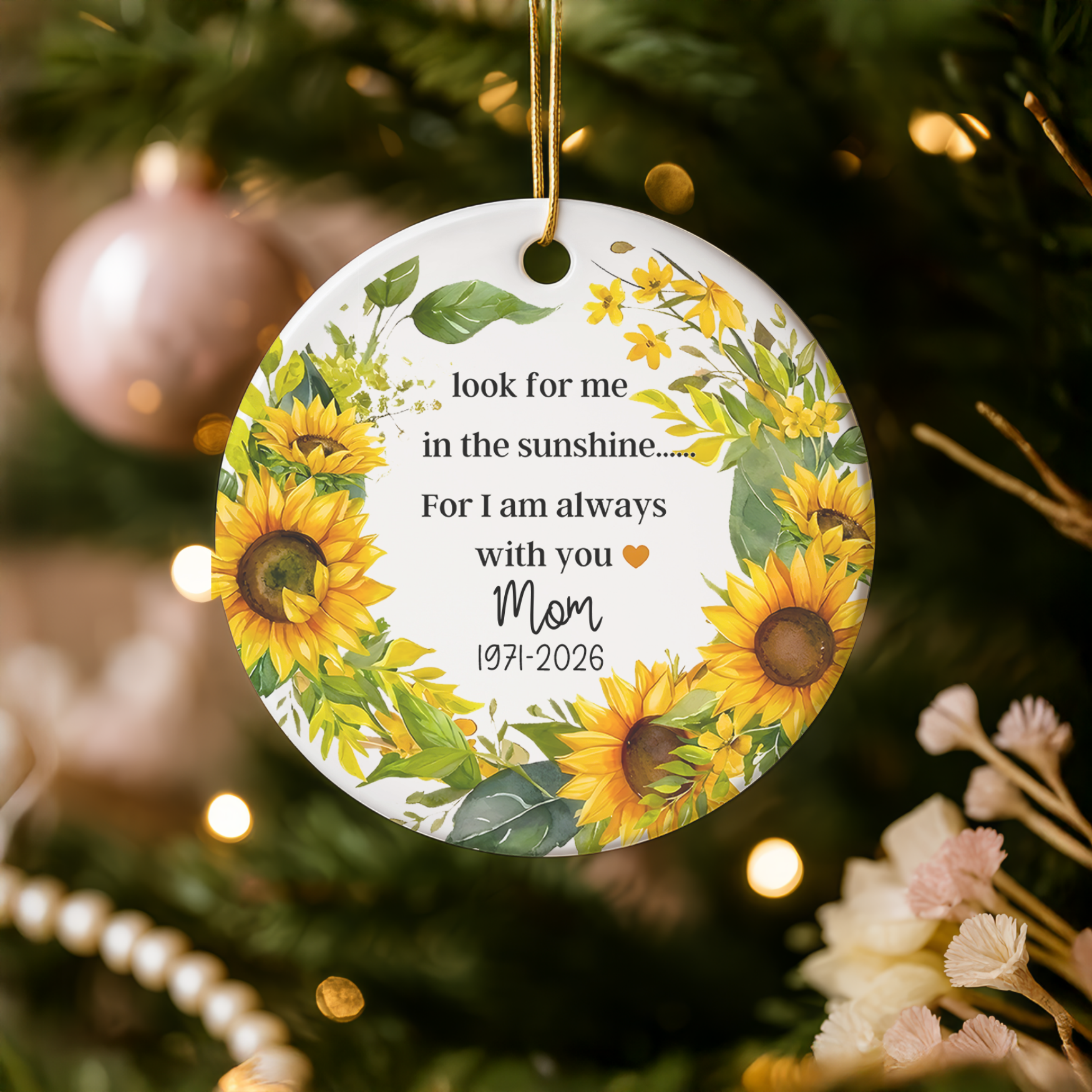 Memorial Ornament — Personalized Sunflower Remembrance Keepsake