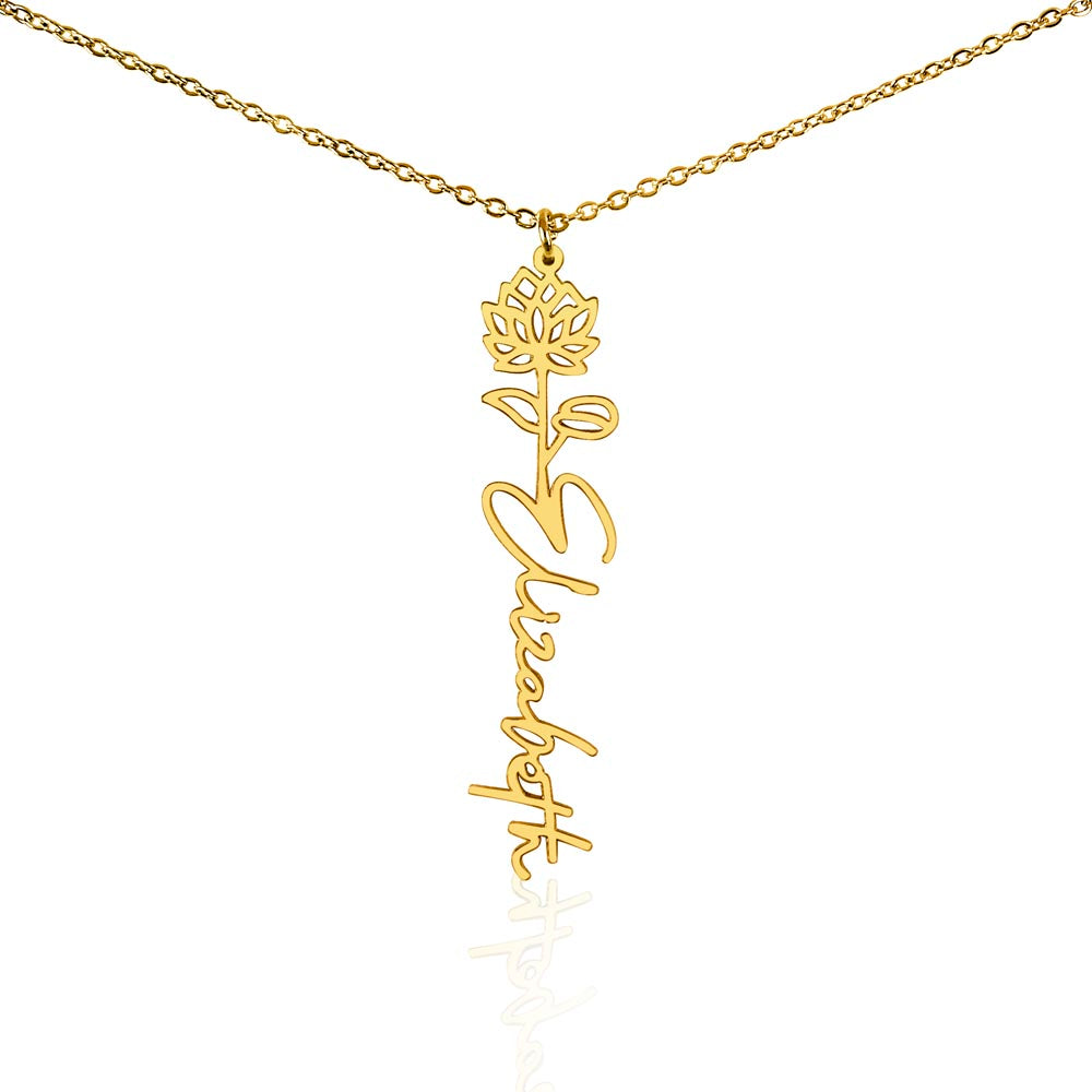 Flower Birth Month Necklace - Custom Name (Free Box)
