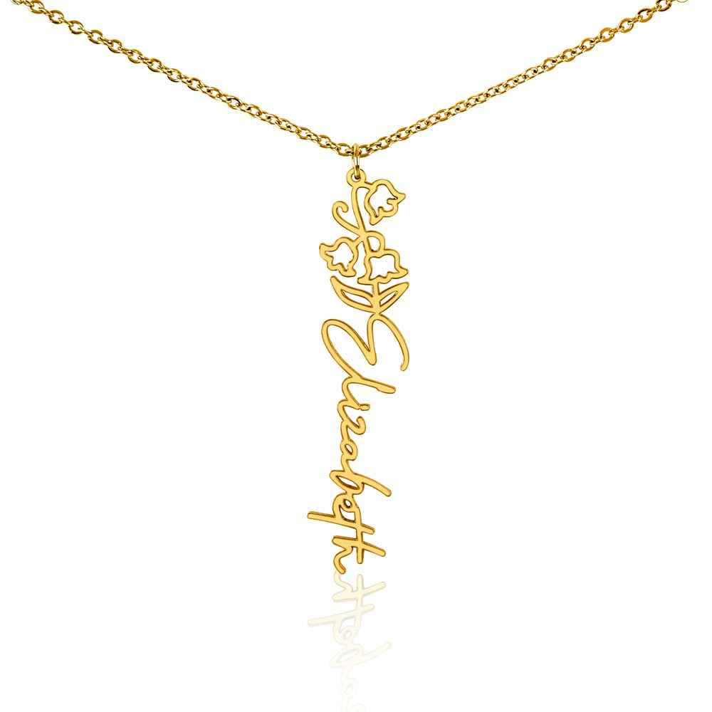 Personalized Birth Flower Name Necklace | Custom Floral Gifts - FREE STANDARD BOX
