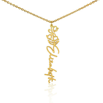 Personalized Birth Flower Name Necklace | Custom Floral Gifts - FREE STANDARD BOX