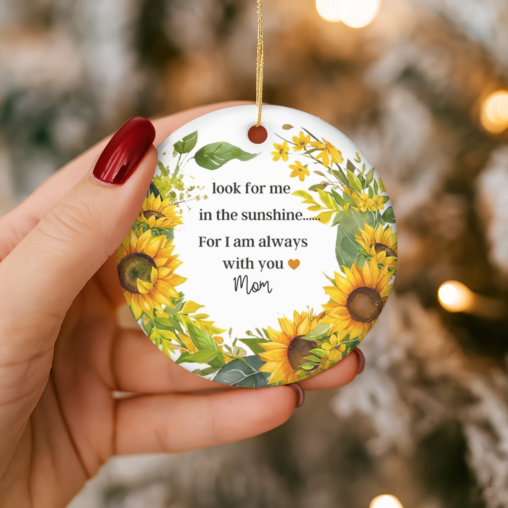 Memorial Ornament — Personalized Sunflower Remembrance Keepsake