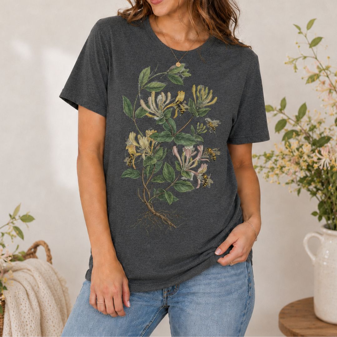 Honeysuckle Garden T-shirt, Vintage Honeysuckle Shirt