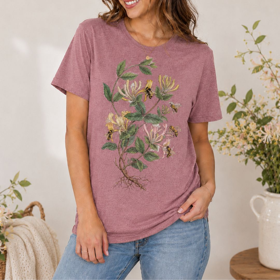 Honeysuckle Garden T-shirt, Vintage Honeysuckle Shirt