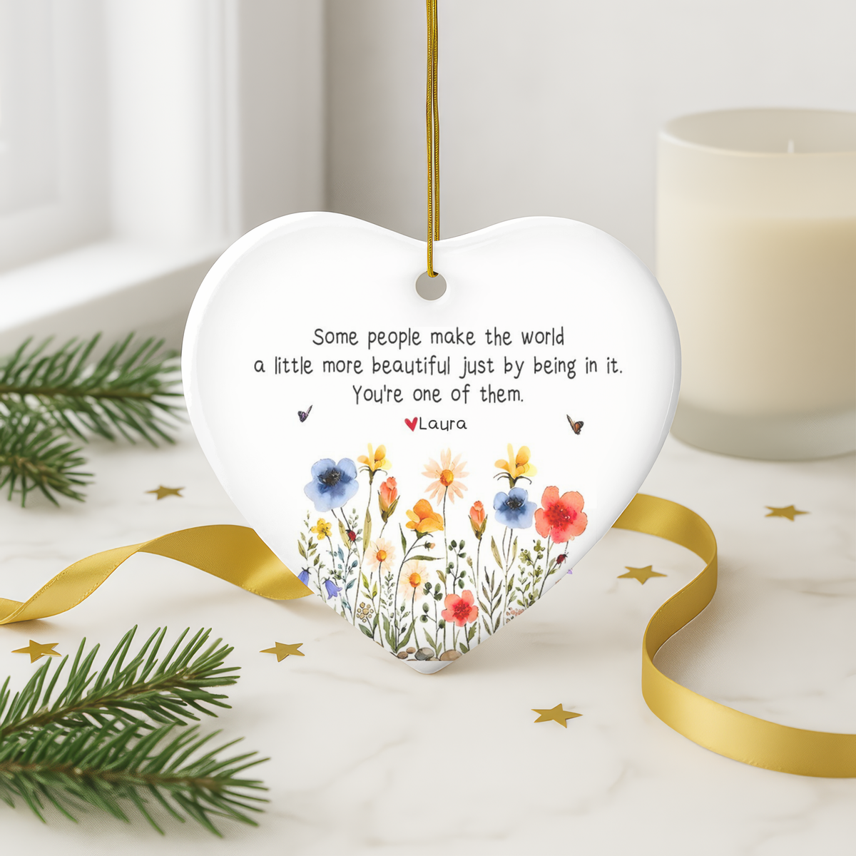 Personalized Floral Heart Ornament | Best Friend Keepsake Gift 2026