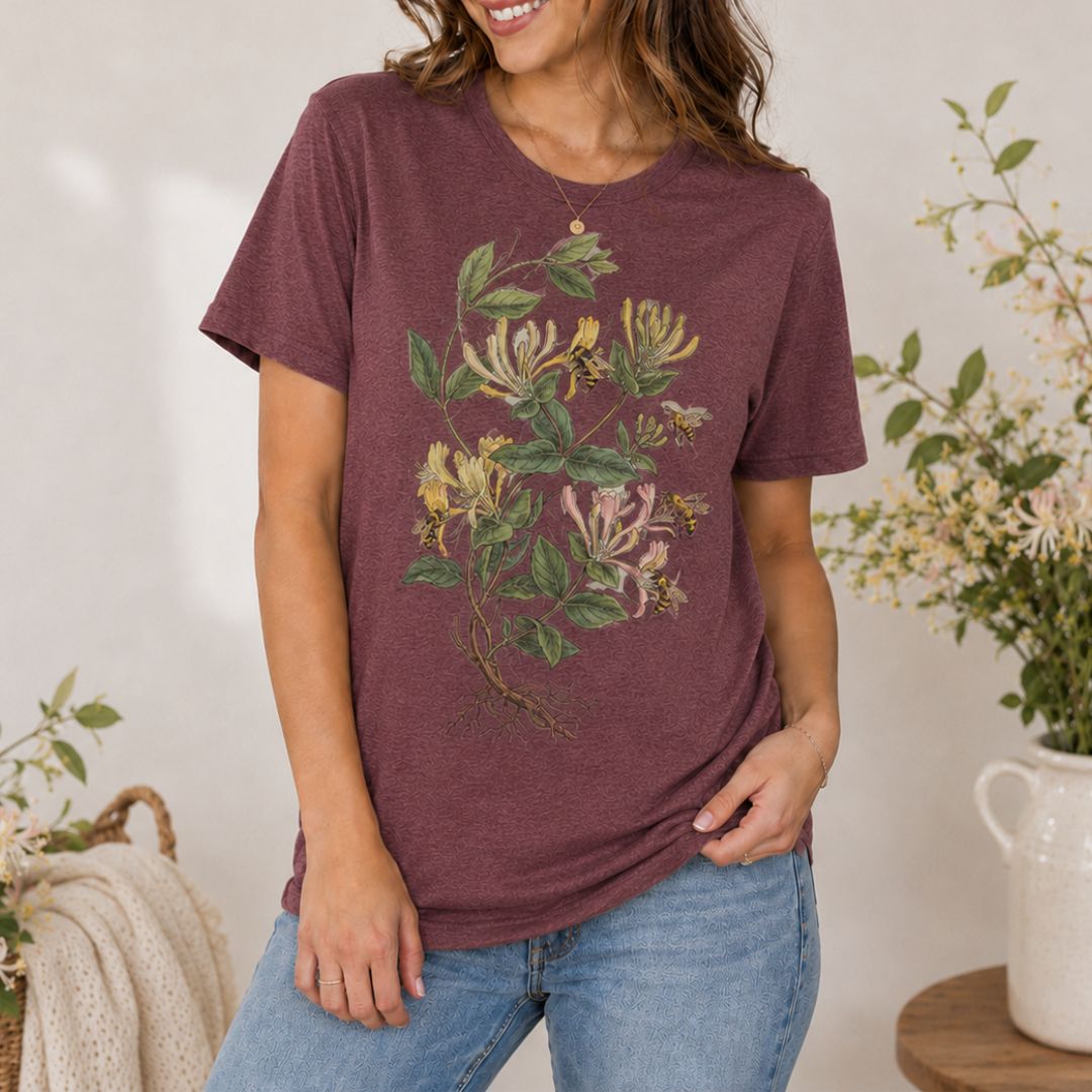 Honeysuckle Garden T-shirt, Vintage Honeysuckle Shirt