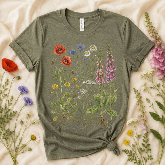 Wildflower Roots T-Shirt, Botanical Wildflower Shirt