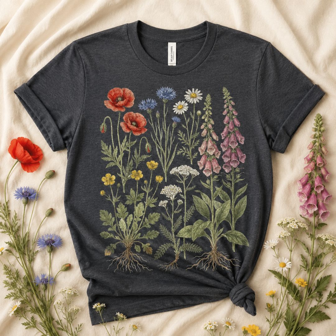 Wildflower Roots T-Shirt, Botanical Wildflower Shirt