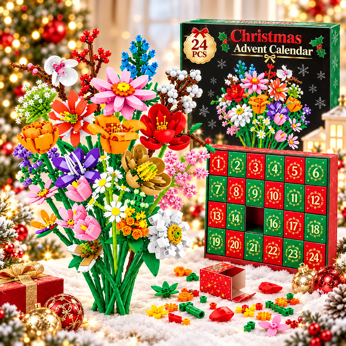 Flower Advent Calender - Bouquet Building Blocks Christmas Decoration
