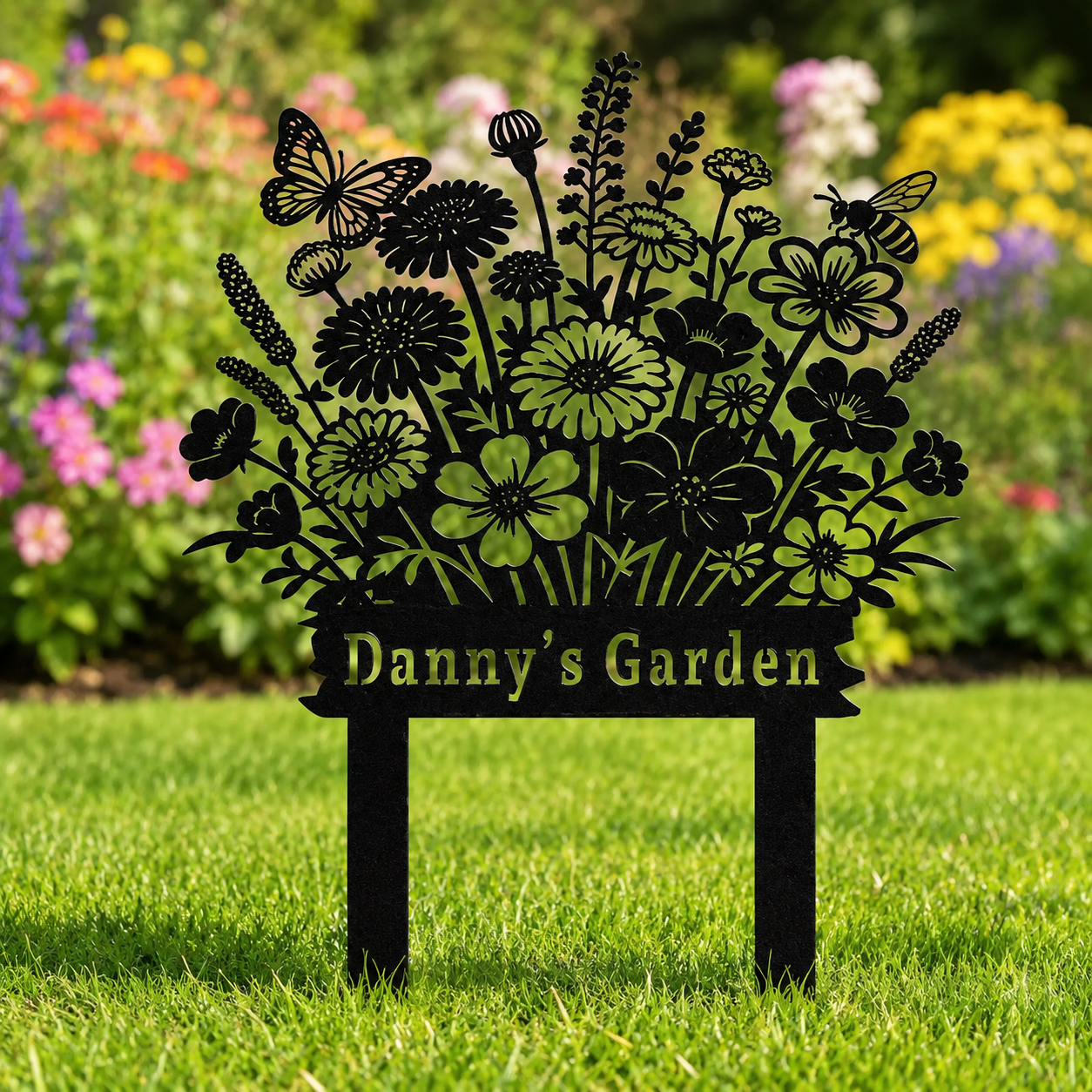 Personalized Wildflower Garden Sign, Custom Garden Name Stake