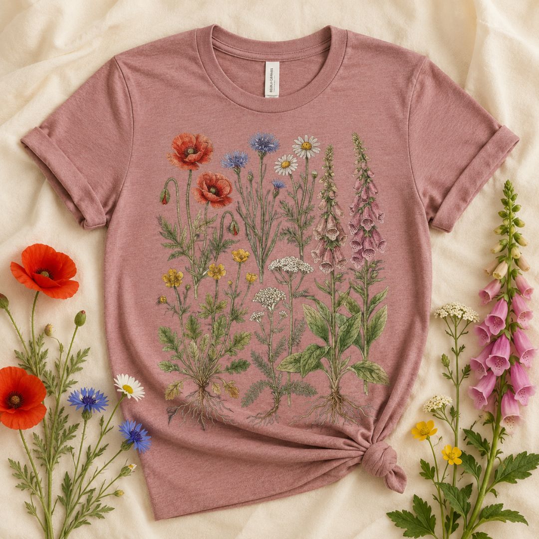Wildflower Roots T-Shirt, Botanical Wildflower Shirt