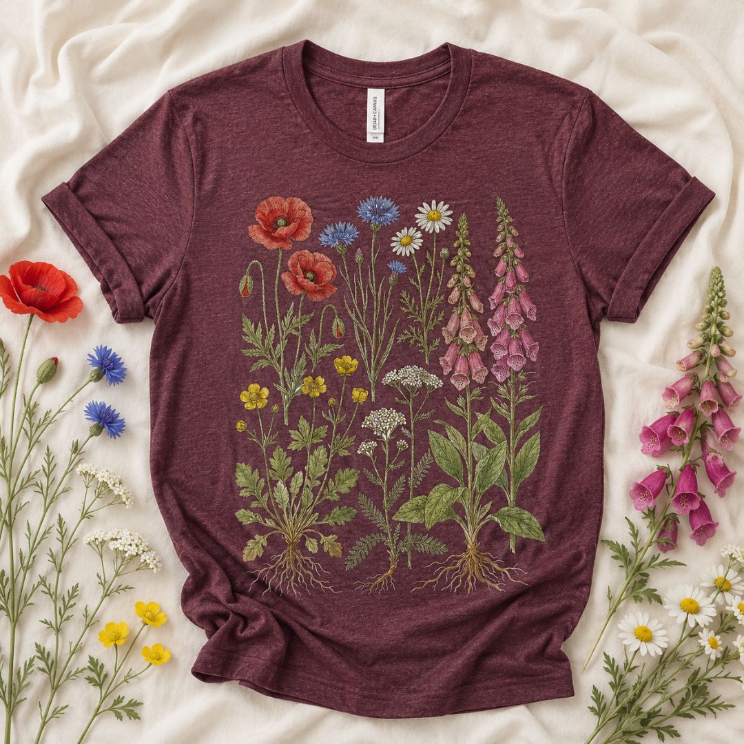 Wildflower Roots T-Shirt, Botanical Wildflower Shirt