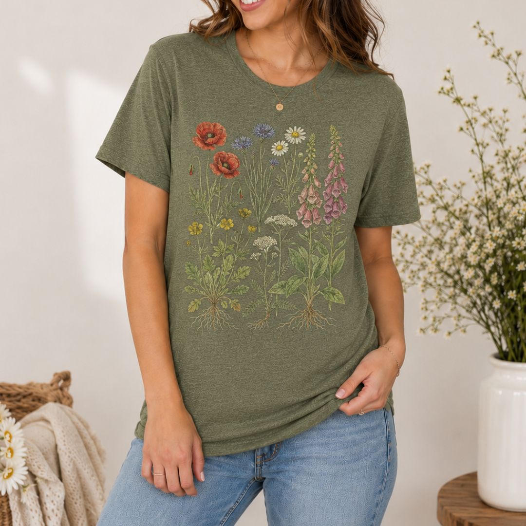 Wildflower Roots T-Shirt, Botanical Wildflower Shirt