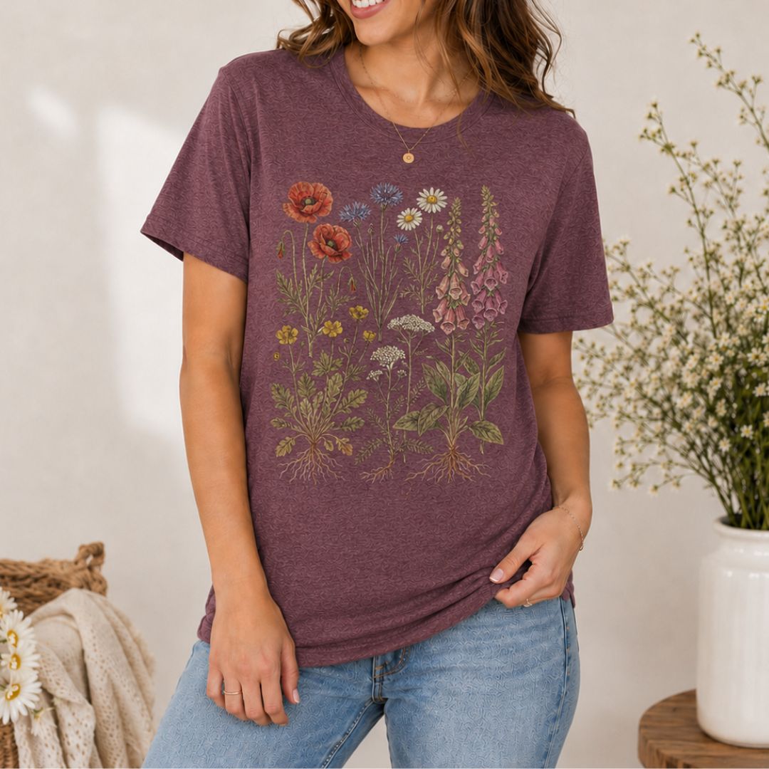 Wildflower Roots T-Shirt, Botanical Wildflower Shirt