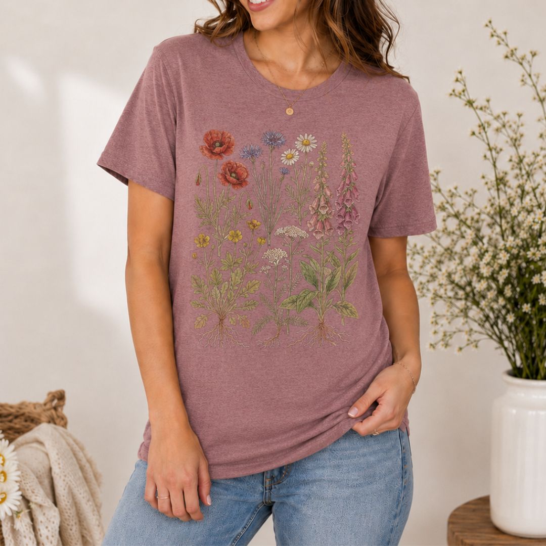 Wildflower Roots T-Shirt, Botanical Wildflower Shirt