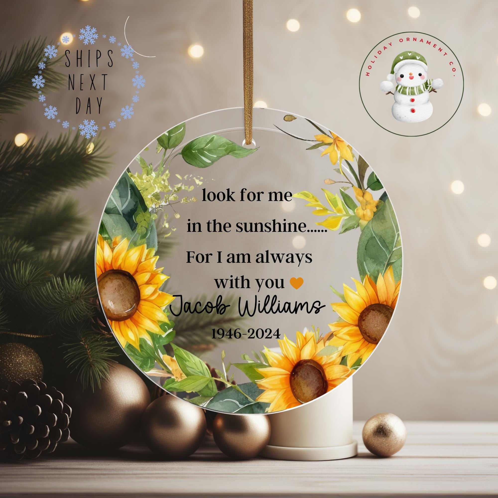 Memorial Sunflower Ornament
