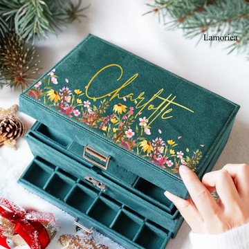 Custom Large Flower Jewelry Box - Jewelry Storage Organizer for Women