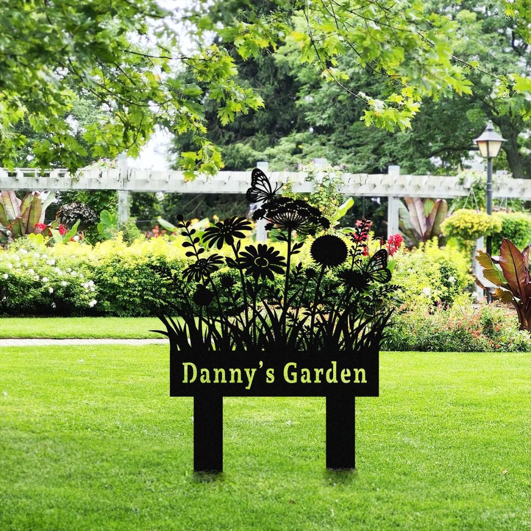 Personalized Wildflower Garden Sign, Custom Garden Name Stake