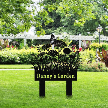 Personalized Wildflower Garden Sign, Custom Garden Name Stake