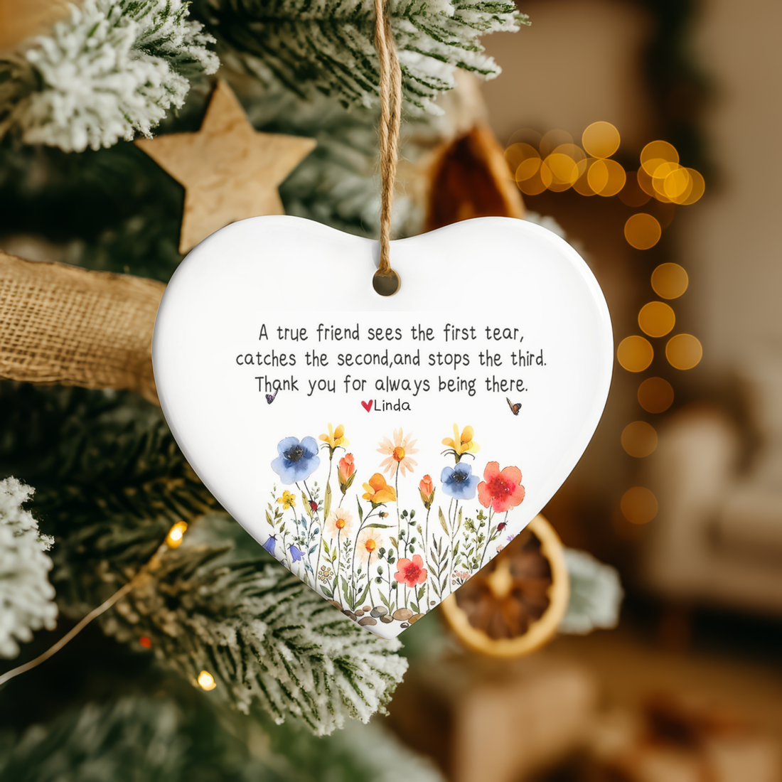 Personalized Floral Heart Ornament | Best Friend Keepsake Gift 2026