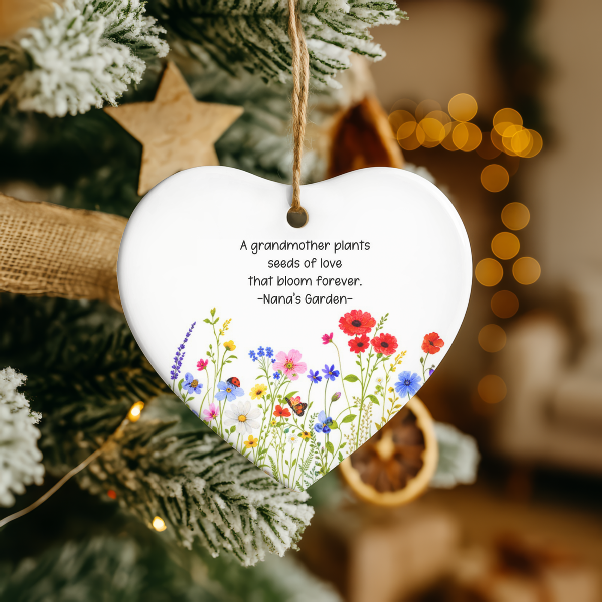 Custom Message Floral Heart Ornament - Your Words, Our Bloom