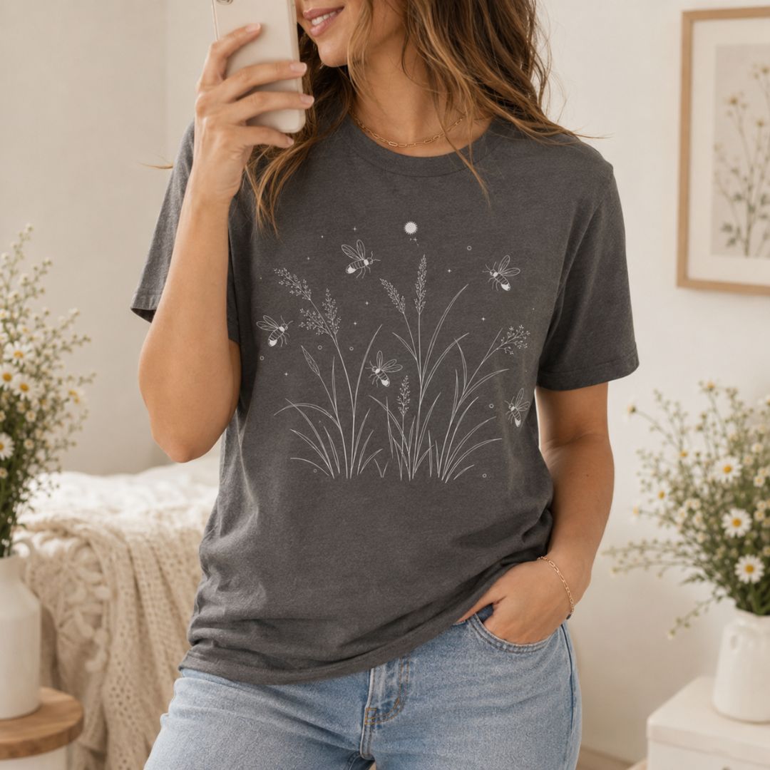 Firefly Meadow T-Shirt, Moonlit Firefly Shirt