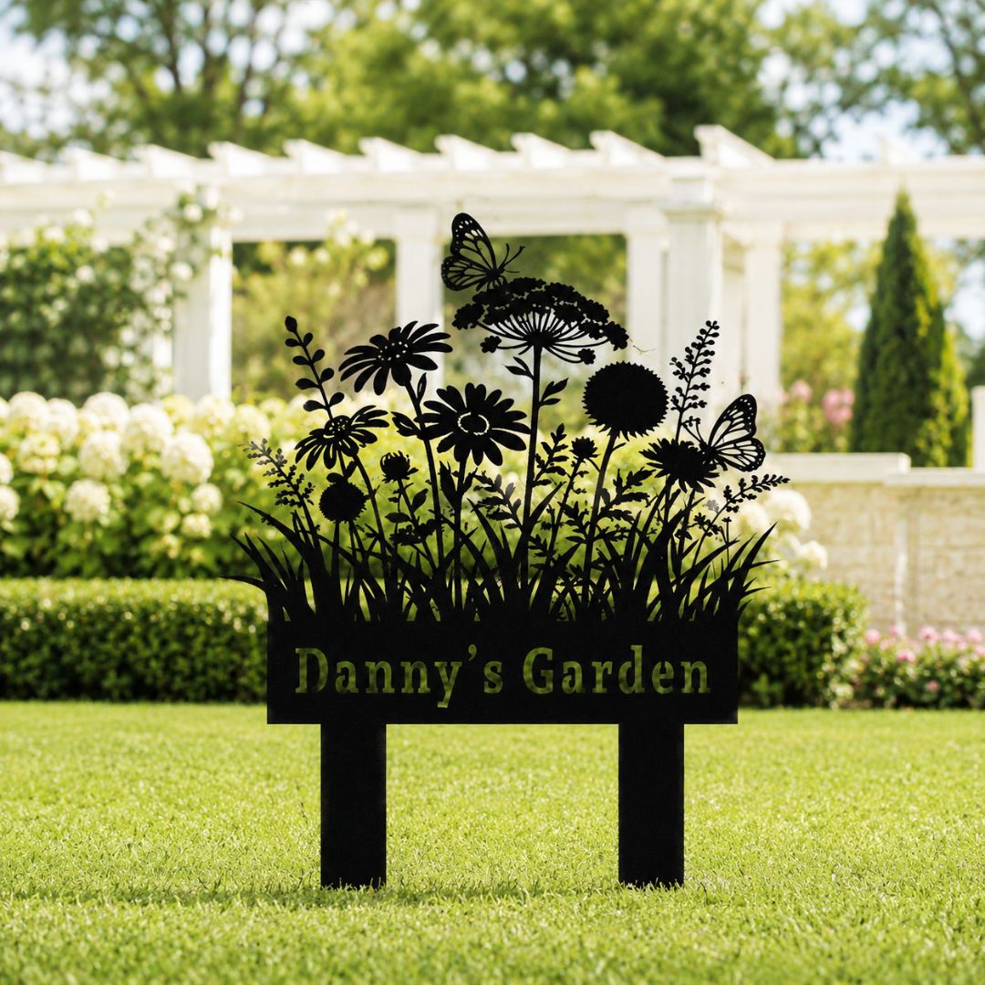 Personalized Wildflower Garden Sign, Custom Garden Name Stake