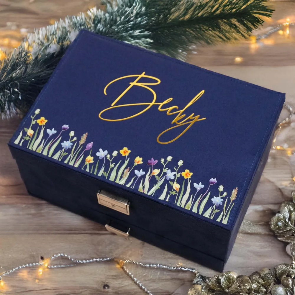 Custom Large Flower Jewelry Box - Jewelry Storage Organizer for Women
