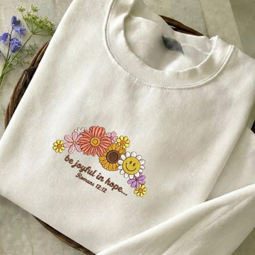 Be Joyful In Hope Embroidered Sweatshirt