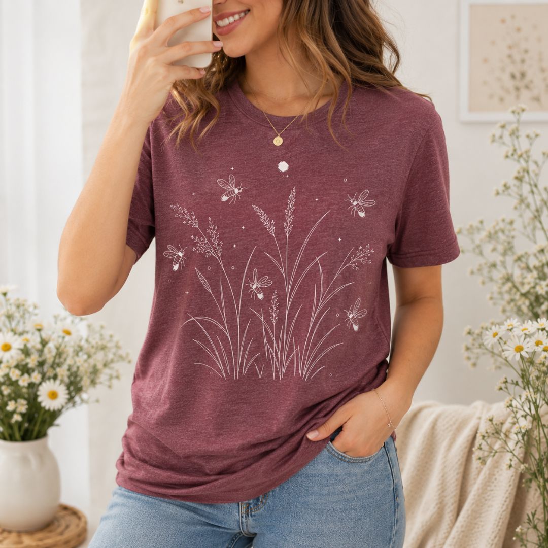 Firefly Meadow T-Shirt, Moonlit Firefly Shirt