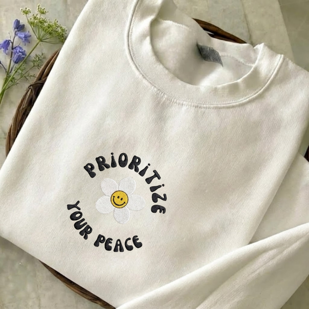 Prioritize Your Peace Embroidered Sweatshirt