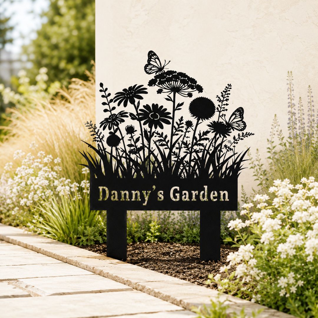 Personalized Wildflower Garden Sign, Custom Garden Name Stake