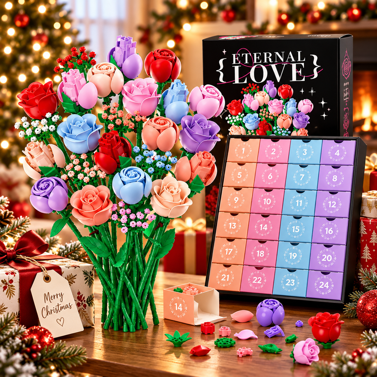 Flower Advent Calender - Bouquet Building Blocks Christmas Decoration