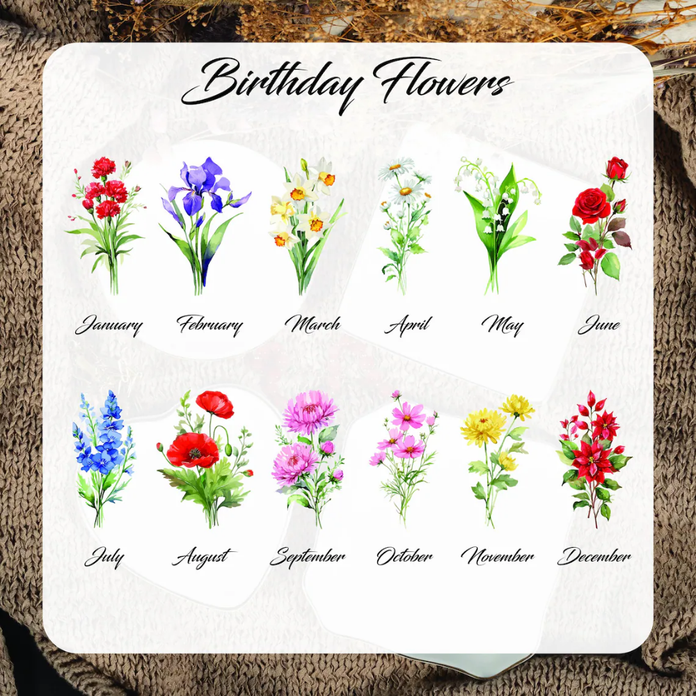 Personalized Birth Flower Trinket Dish - Custom Name and Flower