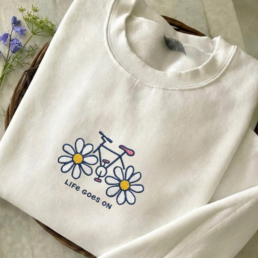 Life Goes On Embroidered Sweatshirt