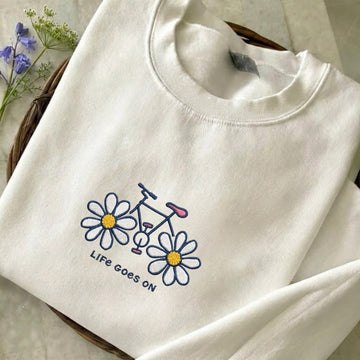 Life Goes On Embroidered Sweatshirt