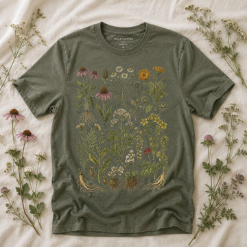 Herbal Wildflower Garden T-shirt, Vintage Botanical Herb Shirt