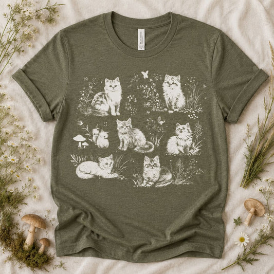 Cottage Cats T-shirt, Garden Cats Shirt